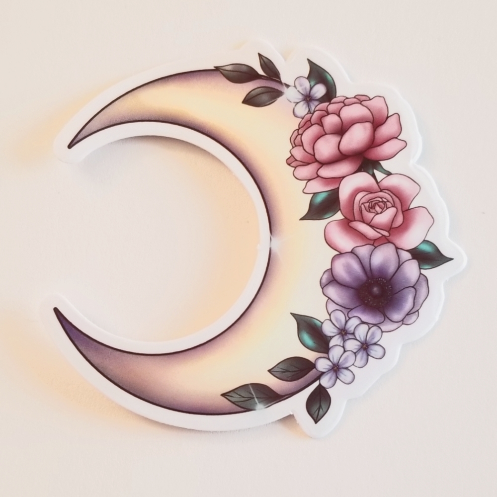 10/$10 Moon & Flowers Sticker